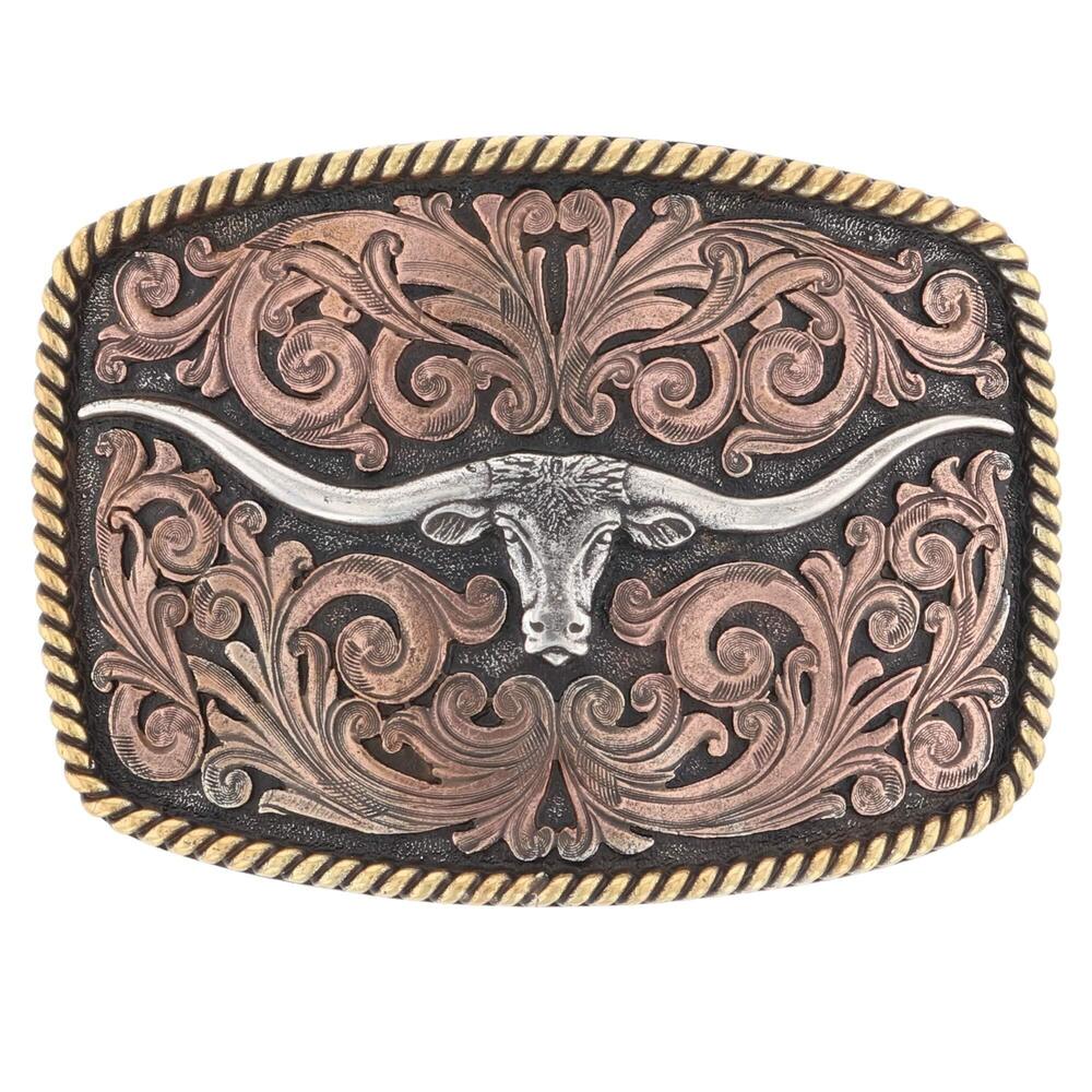 7676 Longhorn Series Attitude Western Belt Buckle Antiqued Longhorn